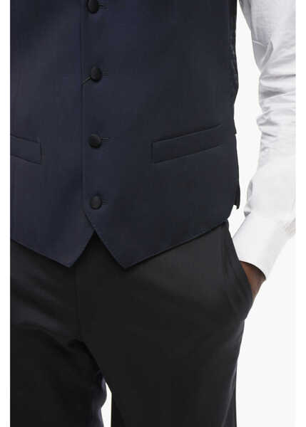 Veste costum CORNELIANI Virgin Wool Vest With Covered Buttons Blue Barbati (BM 18307312) 3