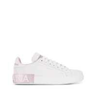 Sneakers Dolce & Gabbana White And Pink Leather Sneakers Femei