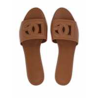 Balerini Dolce & Gabbana Dama - Balerini Dolce & Gabbana Slide Sandals With Cut Out Logo In Leather Woman BROWN Femei (BM 18308637) - B-mall.ro
