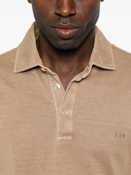 Tricouri Polo Fay POLO FAY JERSEY FROSTED EMBROIDERY Beige Barbati (BM 18310086) 4