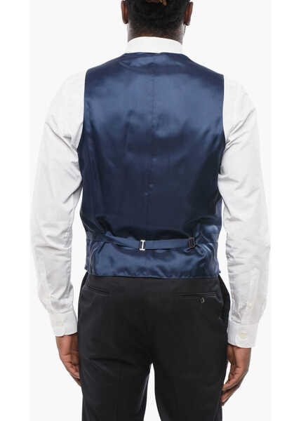 Veste costum CORNELIANI Code Virgin Wool Vest With Geometric Motif Blue Barbati (BM 18310120) 2