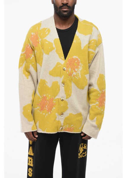 Cardigane THE ELDER STATESMAN Pure Cashmere Floating Florals Cardigan Yellow Barbati (BM 18310126) 1