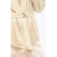 Imbracaminte GENNY Dama - Sacouri elegante GENNY Satin Belted Jacket Beige Femei (BM 18310129) - B-mall.ro