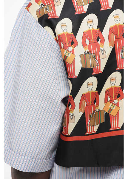 Camasi casual Gucci Button-Down Cotton Shirt With Silk Back Light Blue Barbati (BM 18310132) 3