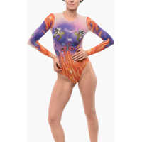 Body-uri Graffiti Patterned Sheer Bodysuit Femei