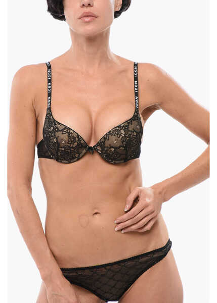 Sutiene DSQUARED2 Push-Up Lace Bra With Logoed Shoulder Straps Black Femei (BM 18310183) 1