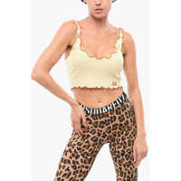 Sosete Ribbed Crop Top With Embroidered Logo Femei