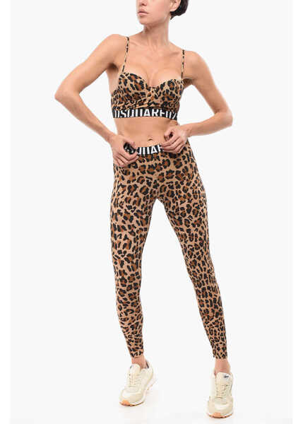 Lenjerie intima DSQUARED2 Animal Patterned Microfiber Bralette Brown Femei (BM 18310222) 4