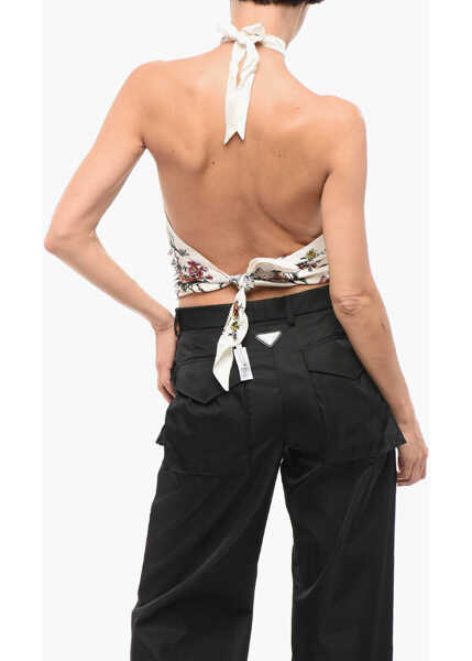 Bluze Dior Floral -Motif Silk Halterneck Top White Femei (BM 18310228) 2