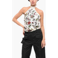Bluze Floral -Motif Silk Halterneck Top Femei