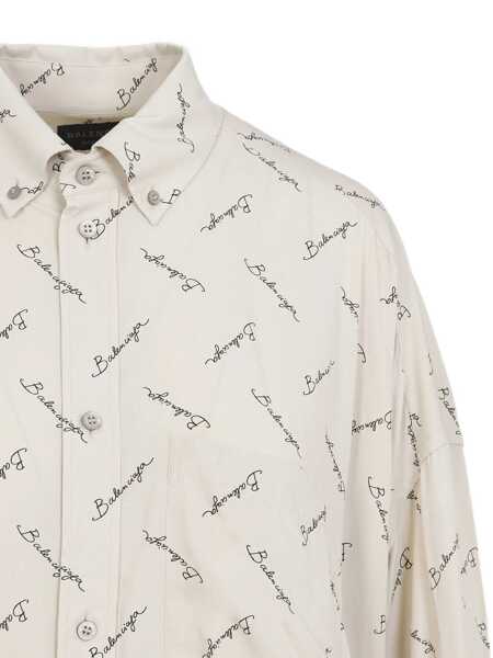 Camasi office Balenciaga Oversized shirt with logo Beige Femei (BM 18310284) 3