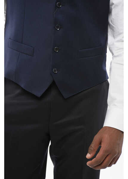 Veste costum CORNELIANI Cc Cllection 4 Buttons Refined Wool Vest Blue Barbati (BM 18310375) 3
