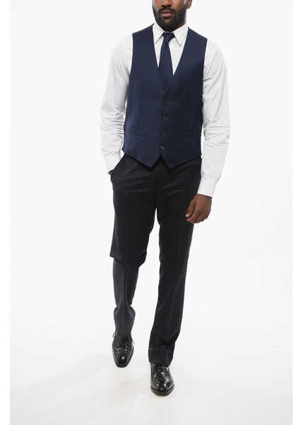 Veste costum CORNELIANI Cc Cllection 4 Buttons Refined Wool Vest Blue Barbati (BM 18310375) 4