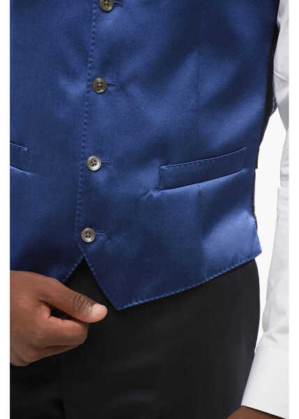 Veste costum CORNELIANI Silk Gilet With Back Half-Belt Blue Barbati (BM 18310552) 3