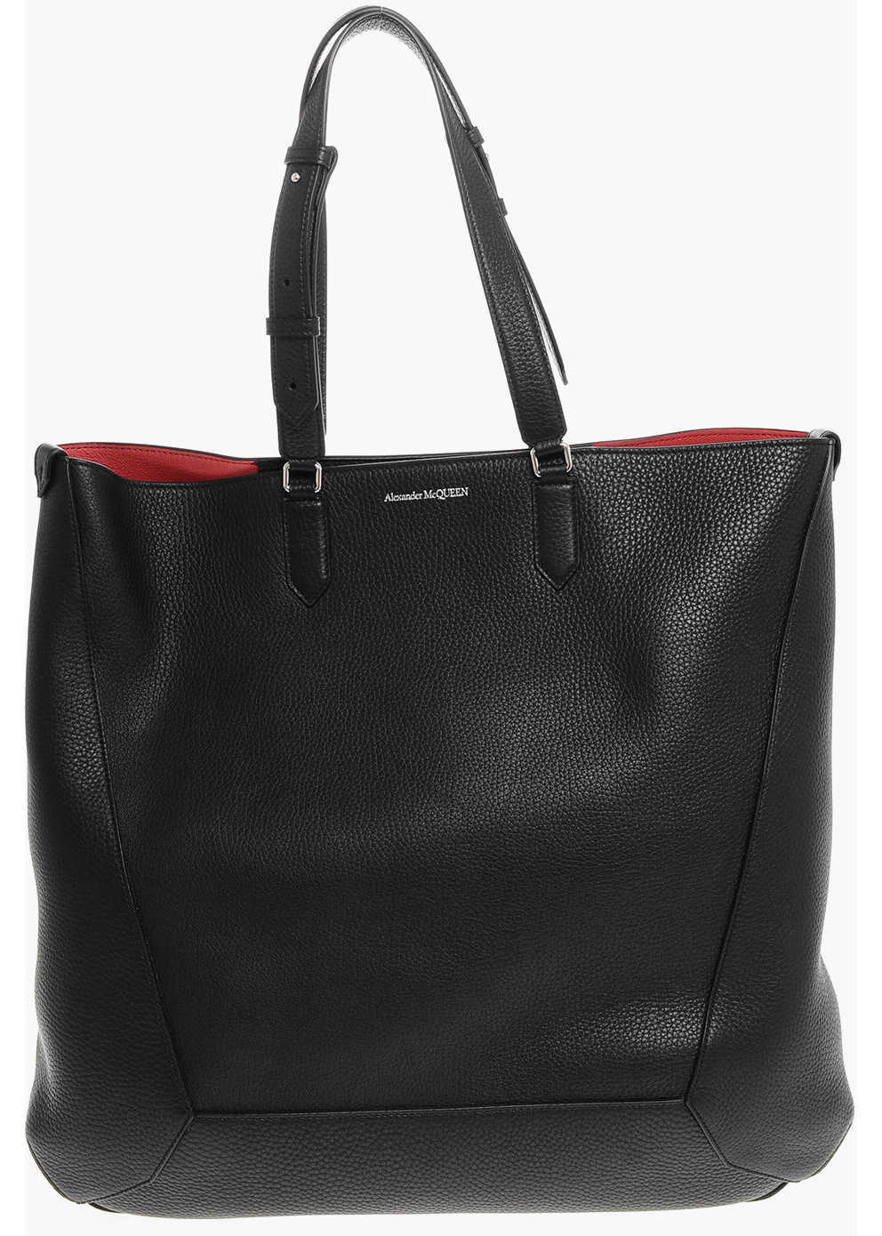 Genti de mana Alexander McQueen Textured Leather The Edge Xl Tote Bag Black Barbati (BM 18310558) 1