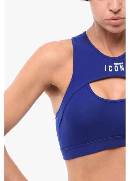 Sutiene DSQUARED2 Cut-Out Icon Sport Bra Blue Femei (BM 18310603) 3
