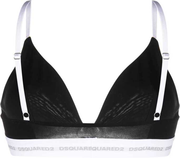 Sutiene DSQUARED2 Cotton Blend Triangle Bra Black Femei (BM 18310609) 2