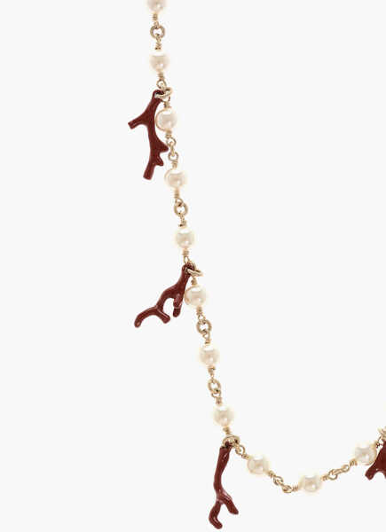 Coliere Dior Brass Necklace With Pearls And Coral Details Gold Femei (BM 18310612) 2