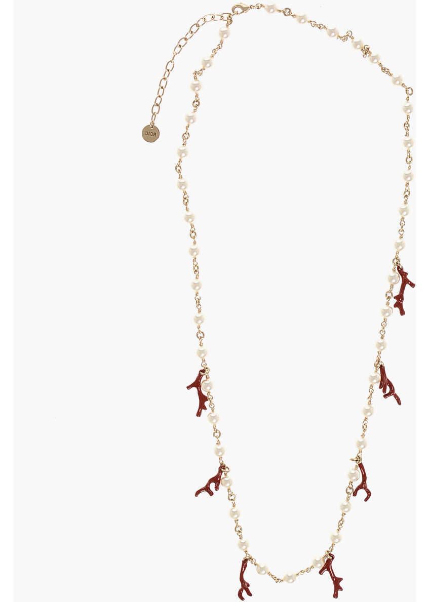 Coliere Dior Brass Necklace With Pearls And Coral Details Gold Femei (BM 18310612) 1