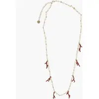 Coliere Brass Necklace With Pearls And Coral Details Femei