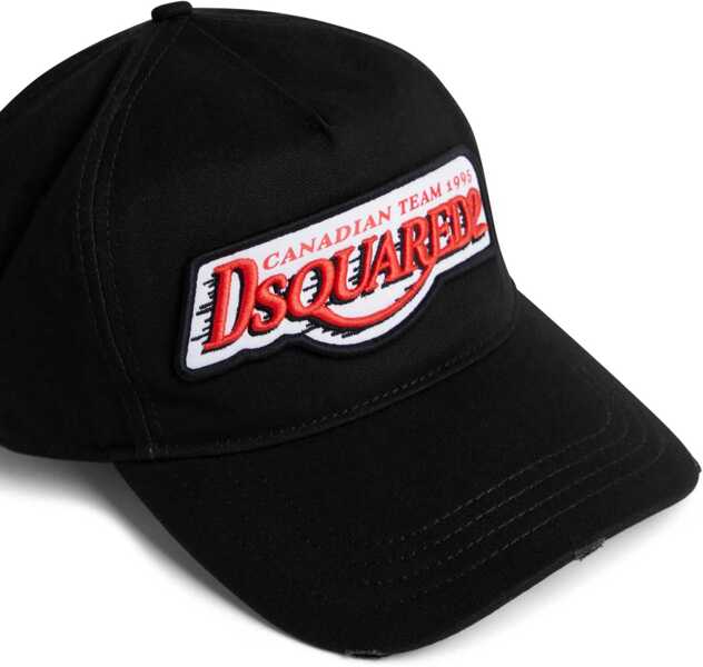 Caciuli DSQUARED2 Cotton Gabardine Family Business Cap With Embossed Logo Black Barbati (BM 18310891) 4