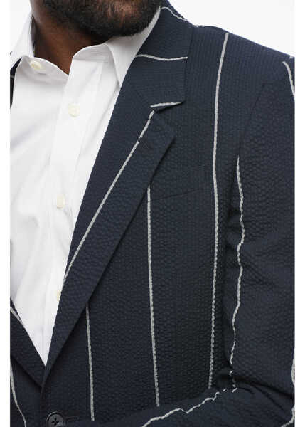 Sacouri CORNELIANI Cc Collection Single Breasted Half-Lined Blazer With Stripe Blue Barbati (BM 18310909) 3