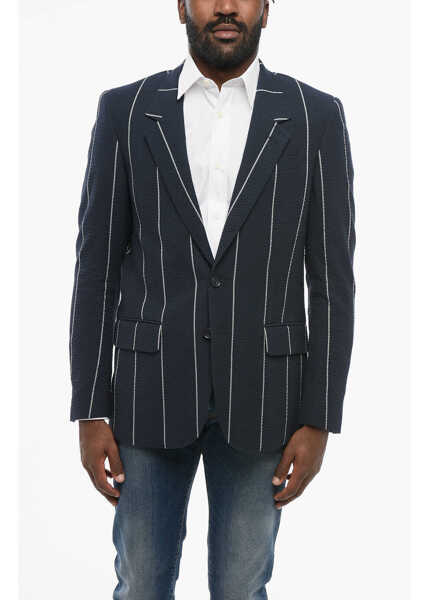Sacouri CORNELIANI Cc Collection Single Breasted Half-Lined Blazer With Stripe Blue Barbati (BM 18310909) 1
