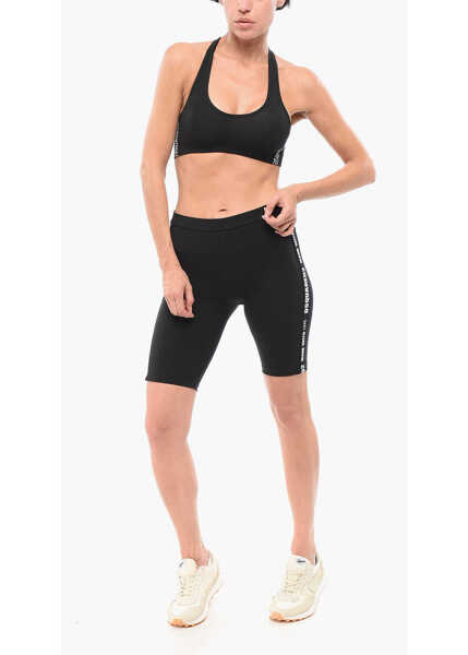Sutiene DSQUARED2 Stretch Cotton Sport Bra With Logoed Bands Black Femei (BM 18310918) 4