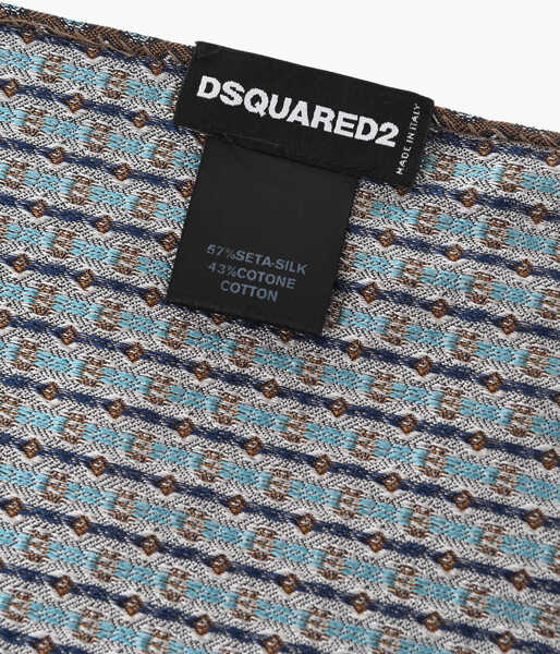 Esarfe DSQUARED2 Patterned Silk And Cotton Pocket Square Light Blue Barbati (BM 18310939) 3