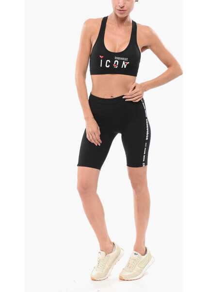 Sutiene DSQUARED2 Cotton Blend Icon Sport Bra Black Femei (BM 18311158) 4