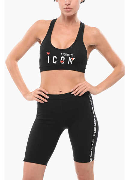 Sutiene DSQUARED2 Cotton Blend Icon Sport Bra Black Femei (BM 18311158) 1
