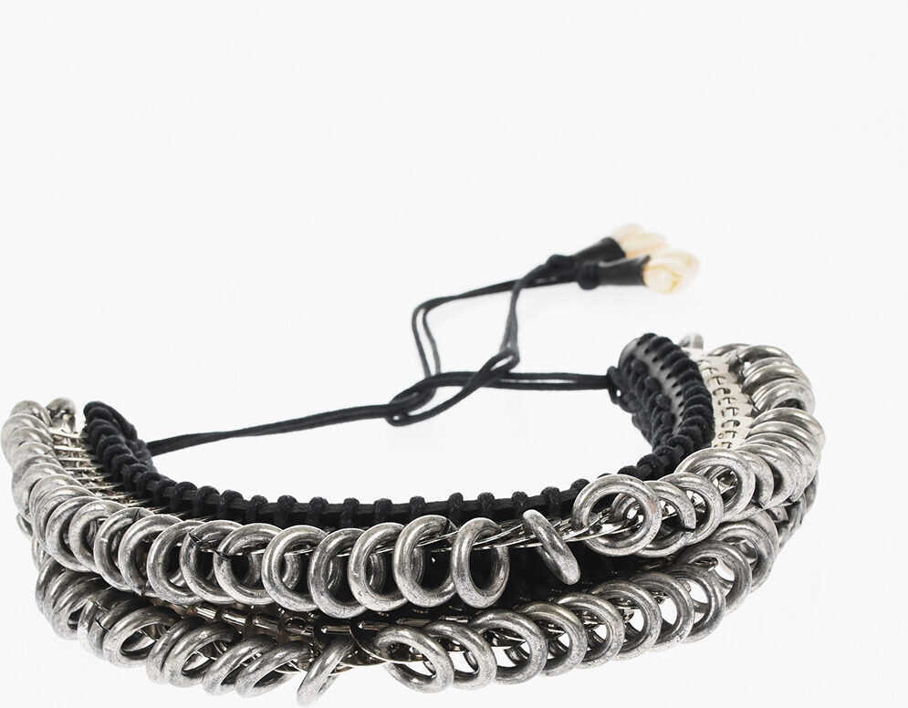 Coliere DSQUARED2 Metal African Hyena Plastron Necklace With Leather Trim Black Barbati (BM 18311398) 2