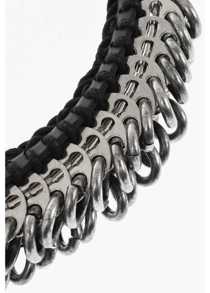 Coliere DSQUARED2 Metal African Hyena Plastron Necklace With Leather Trim Black Barbati (BM 18311398) 3