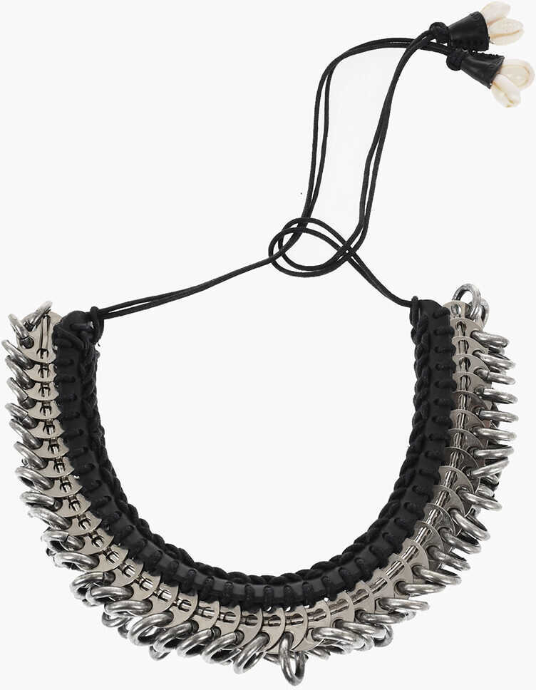 Coliere DSQUARED2 Metal African Hyena Plastron Necklace With Leather Trim Black Barbati (BM 18311398) 1