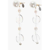 Cercei Pearl Shell Earrings With Transparent Stones Femei