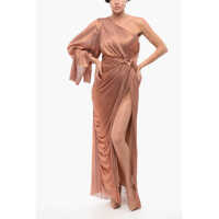 Rochii lungi Silk Sleeveless Dress With Metallic Drapping Femei