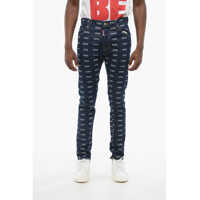 Blugi slim fit Monogram Printed Skinny Fit Denims 15Cm Barbati