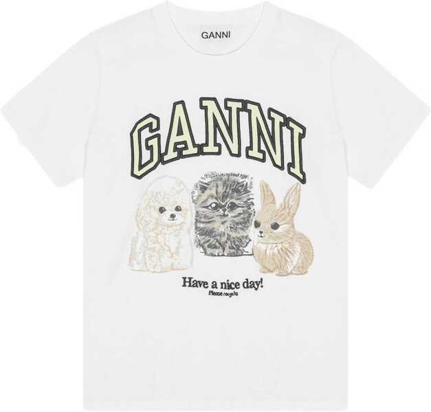Tricouri Ganni Relaxed Fit T-Shirt WHITE Femei (BM 18311713) 1