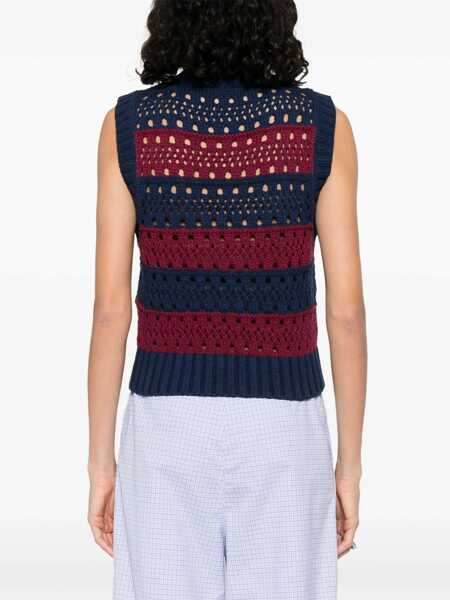 Veste casual Ganni Striped Vest With Logo BLACK Femei (BM 18311719) 4