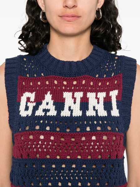 Veste casual Ganni Striped Vest With Logo BLACK Femei (BM 18311719) 5