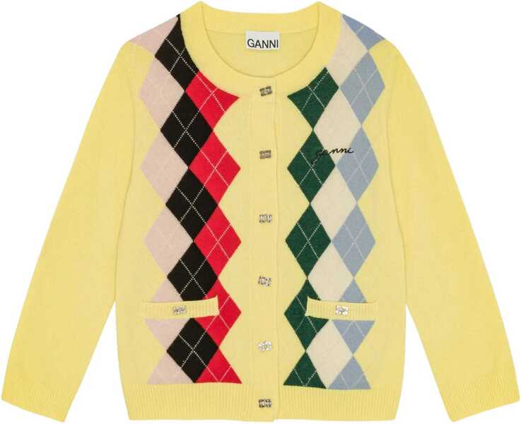 Cardigane Ganni Jacquard Cashmere Cardigan MULTICOLOUR Femei (BM 18311911) 1
