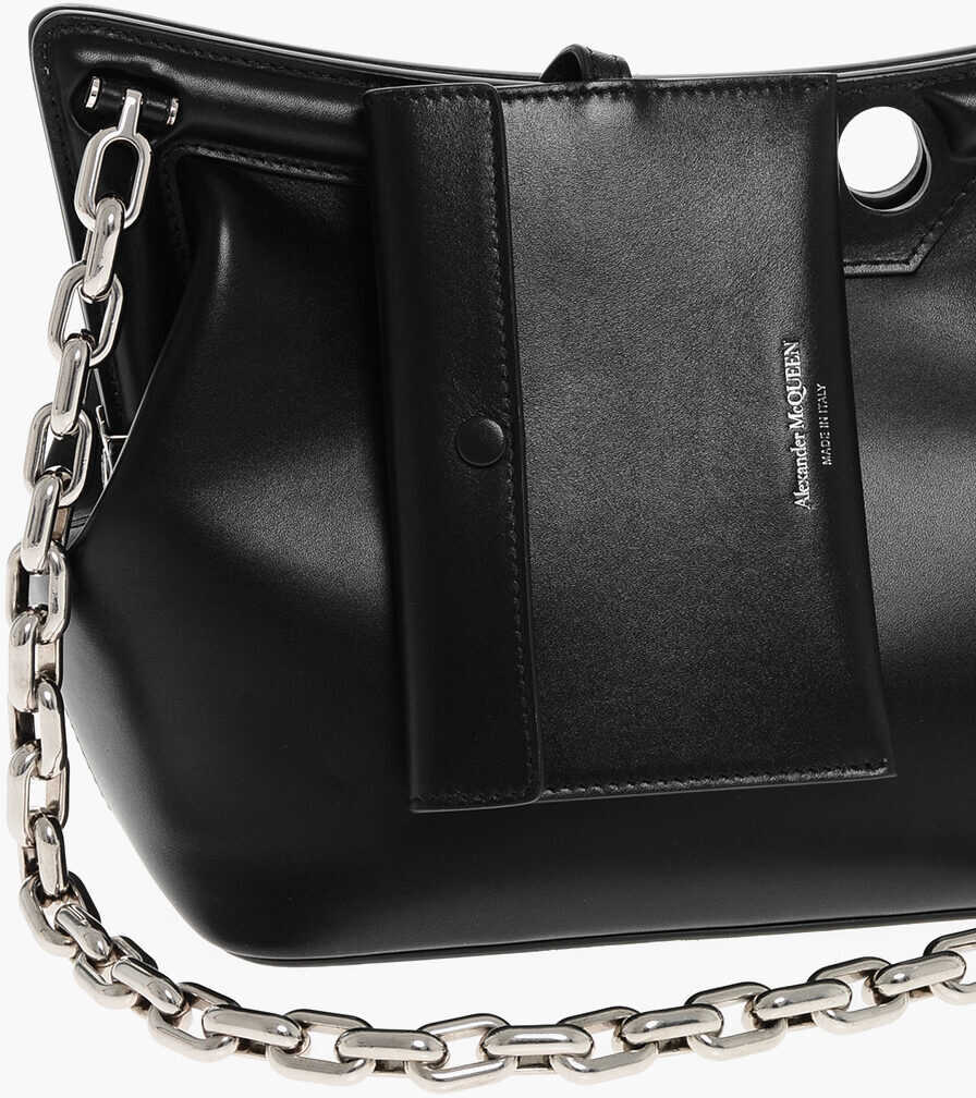 Genti de umar Alexander McQueen Leather The Peak Shoulder Bag With Chain Black Femei (BM 18312334) 4
