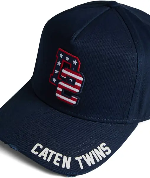 Sepci DSQUARED2 Cotton Baseball Cap With Embroidered Monogram Black Barbati (BM 18312355) 4