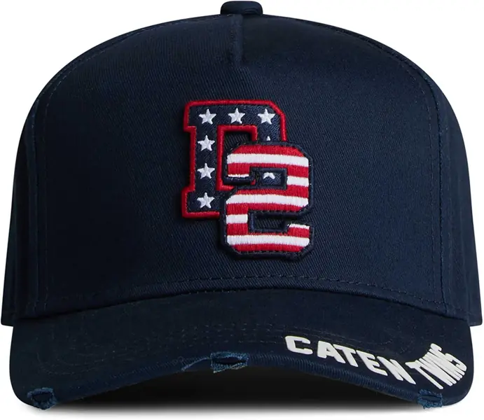 Sepci DSQUARED2 Cotton Baseball Cap With Embroidered Monogram Black Barbati (BM 18312355) 1