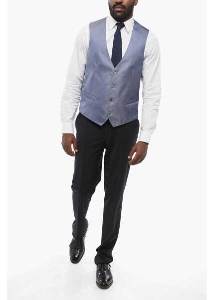 Veste costum CORNELIANI Silk Gilet With Back Half-Belt Light Blue Barbati (BM 18312364) 4