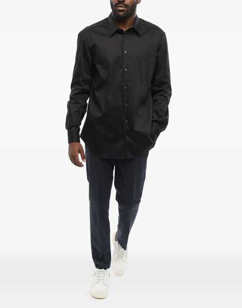 Camasi casual Armani Emporio Cotton Blend Slim Fit Shirt Black Barbati (BM 18312376) 2