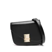 Genti de umar 'Fiamma S' Black Asymmetric Crossbody Bag With Logo Detail In Leather Woman Femei
