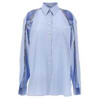 Camasi Stella McCartney Light Blue Cotton Shirt With Chain Detail Femei