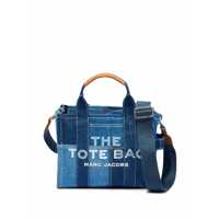 Genti de mana 'The Denim Small' Light Blue Tote Bag With Logo Print In Patchwork Denim Woman Femei