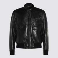 Geci Tom Ford Black Leather Jacket Barbati